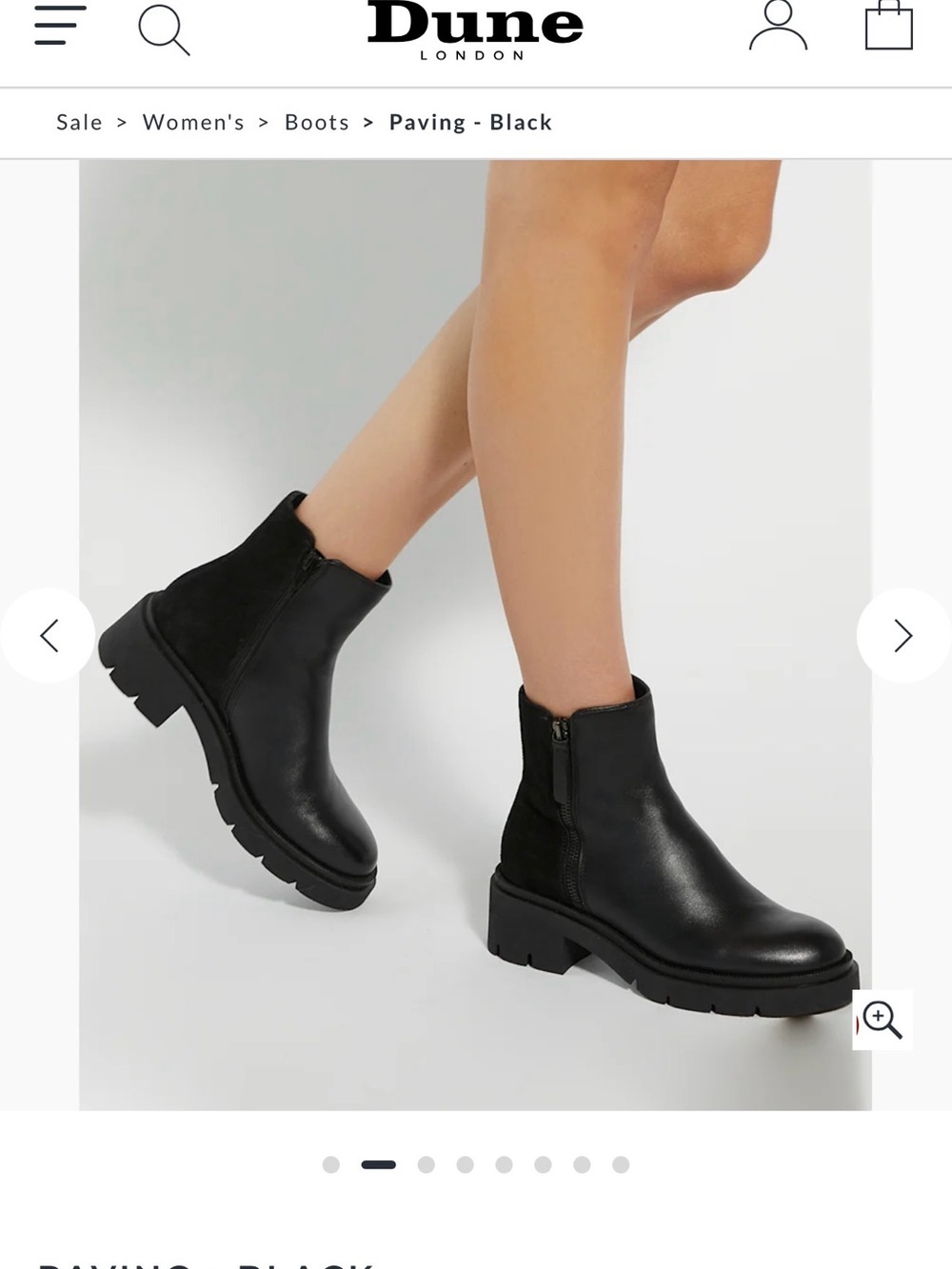 Dune London Black Leather Lug Sole Ankle Boots